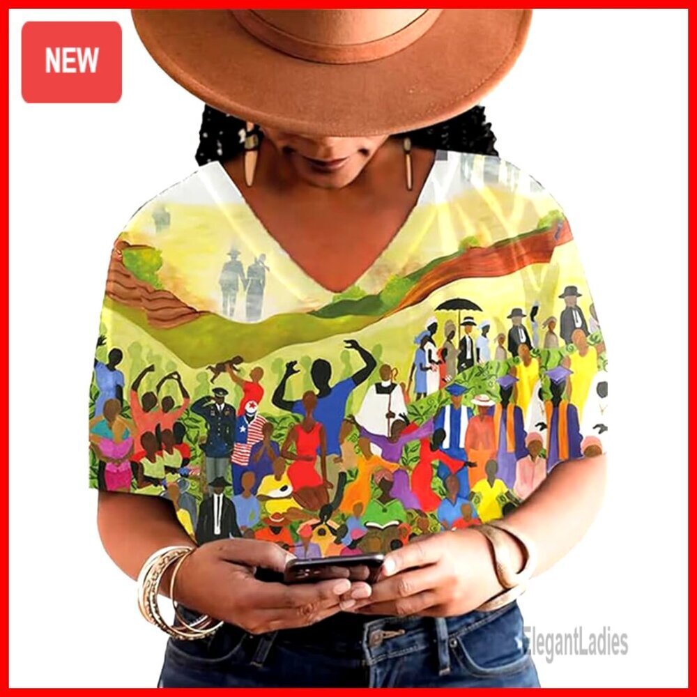 V-Neck Juneteenth Tee Women's T-Shirt Freedom Since 1865 Pride